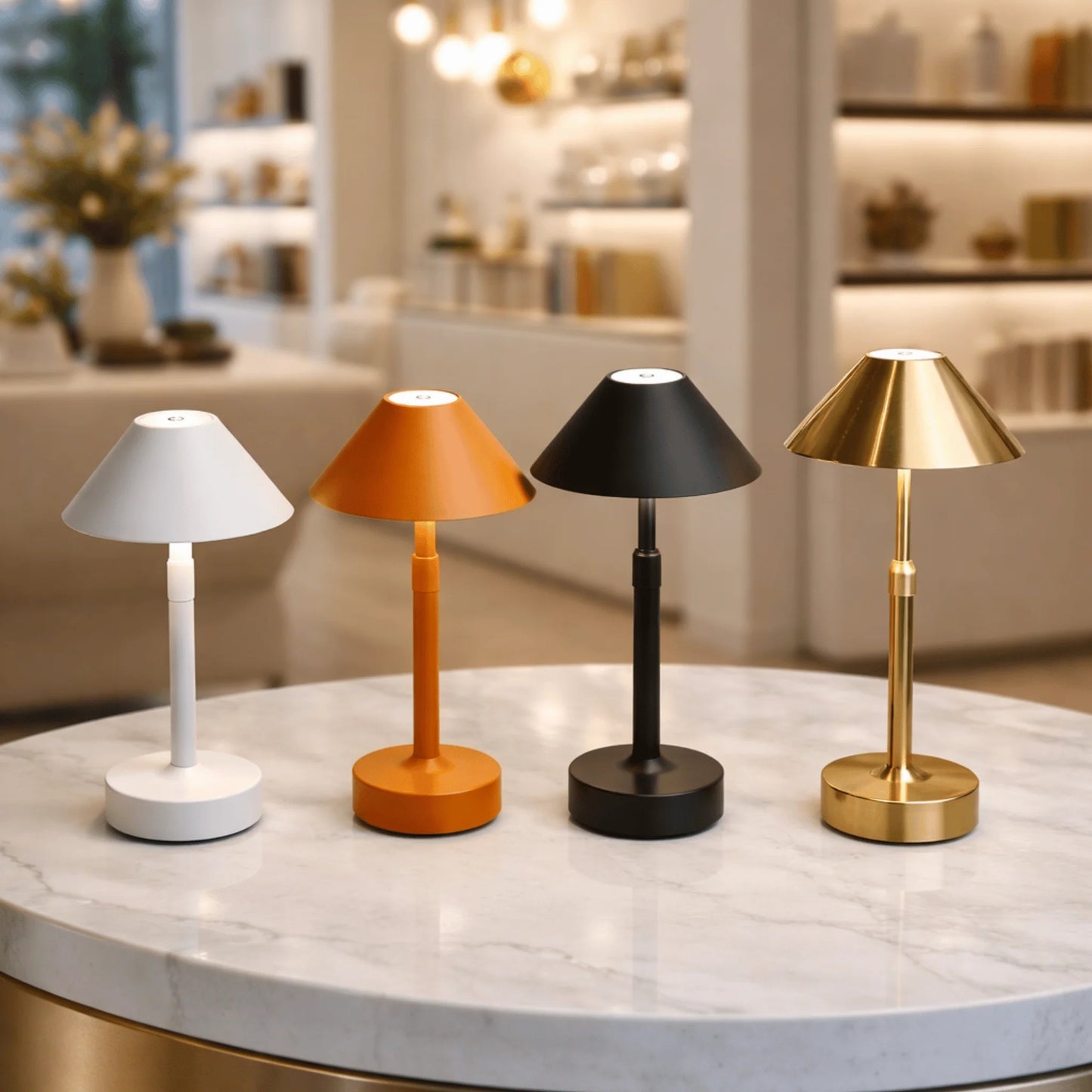 Telescopic Cordless Dimmable Table Lamp, LED, Height Adjustable, Rechargeable
