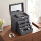 Six Tier Jewelry Box with Built In Mirror and Locking Front Closure