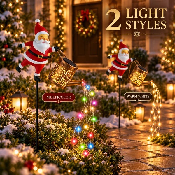 Solar Christmas Kettle Light with Cascading LED Effect and Ground Stakes