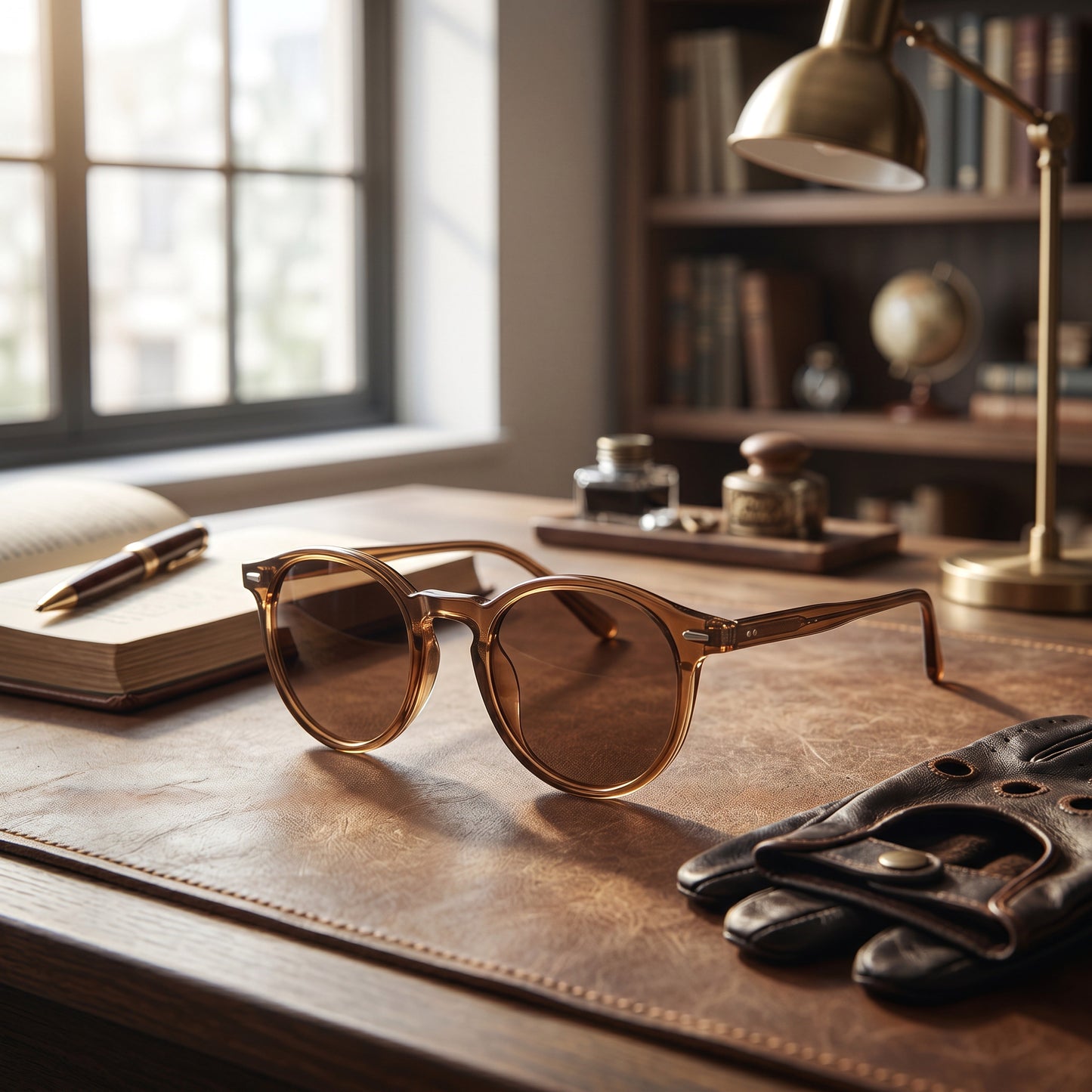 Round Tortoiseshell Sunglasses with Black Brown Pattern and Polycarbonate Frame