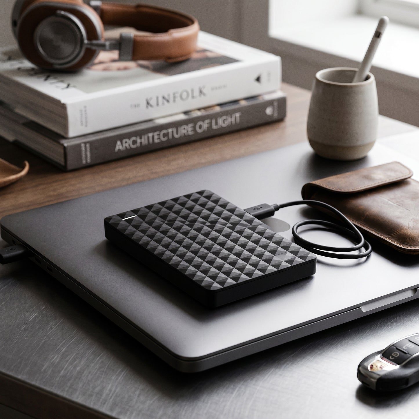 64GB External Storage Drive with Automatic Backup Software for Windows Computers