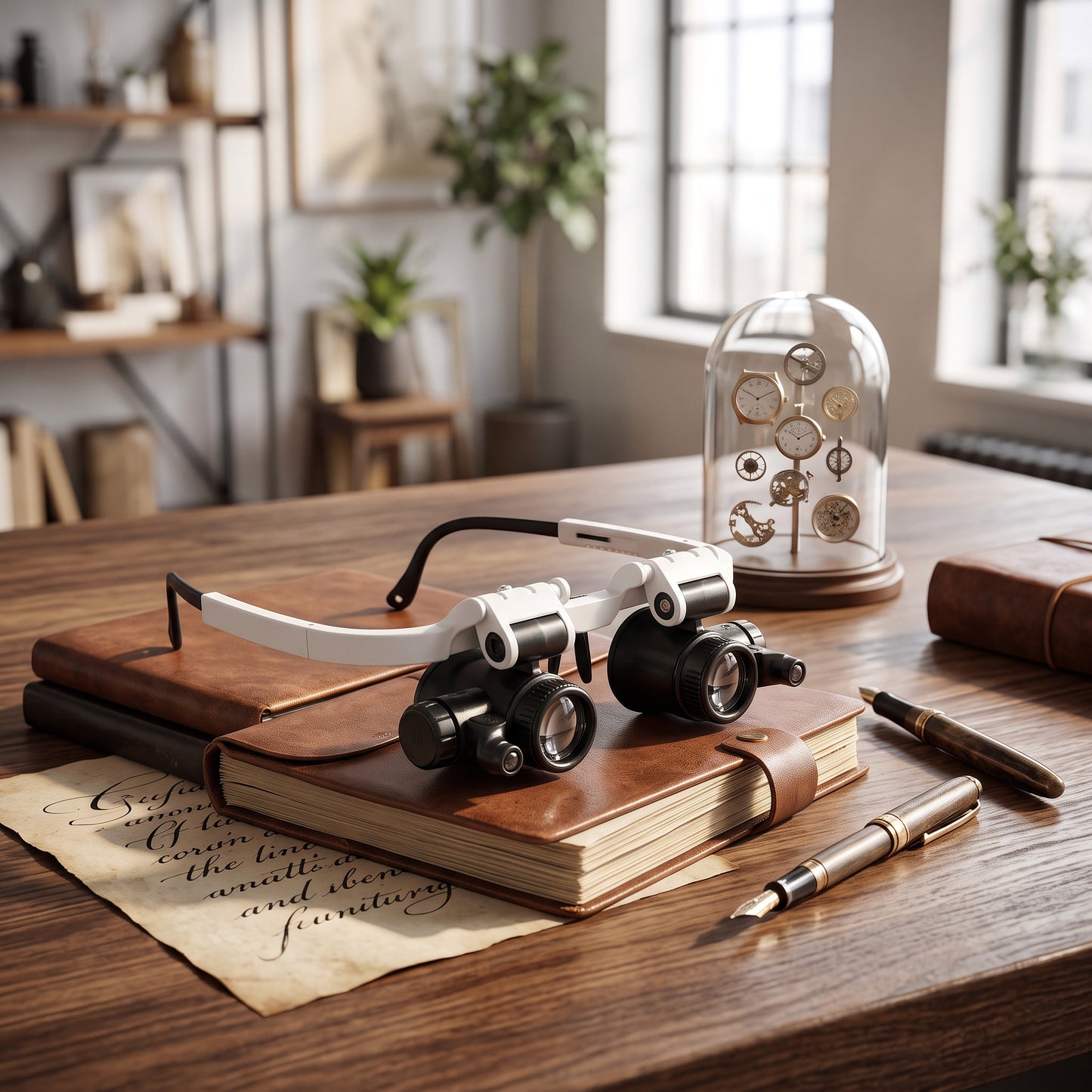 Hands-Free Magnifier Headset with Pivoting LED Lights and Three Interchangeable Lenses