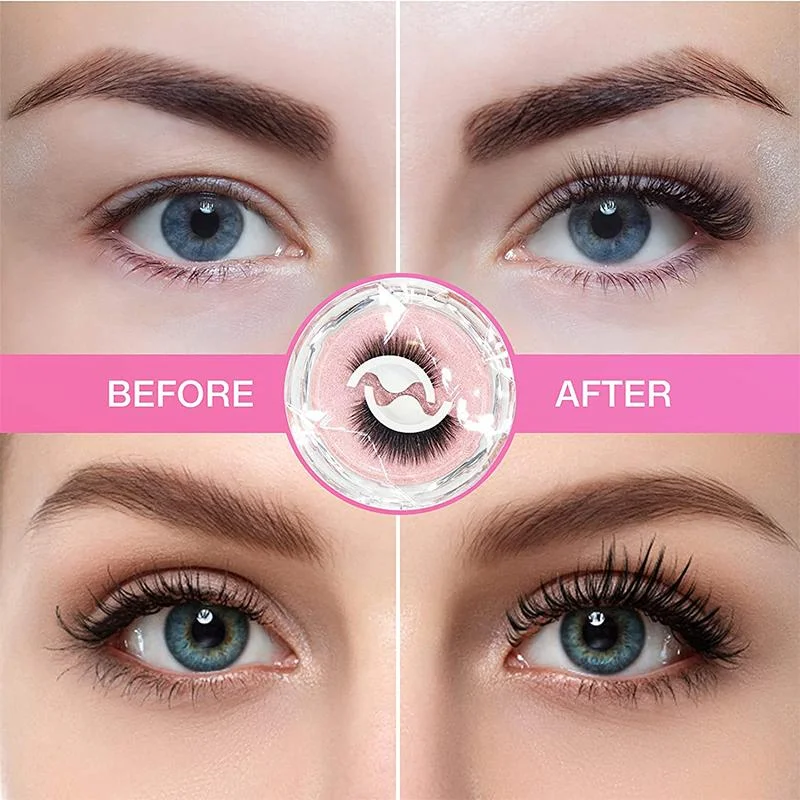 Self-Adhesive Eyelashes with Reusable Synthetic Fibers and Replacement Strips
