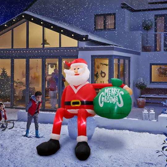 Giant 8 Foot LED Climbing Santa Inflatable, Premium Outdoor Christmas Decoration