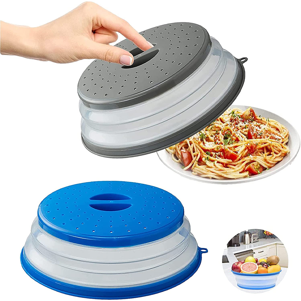 Silicone Splatter Cover with Folding Design and Steam Vents for Microwave, Oven, Refrigerator