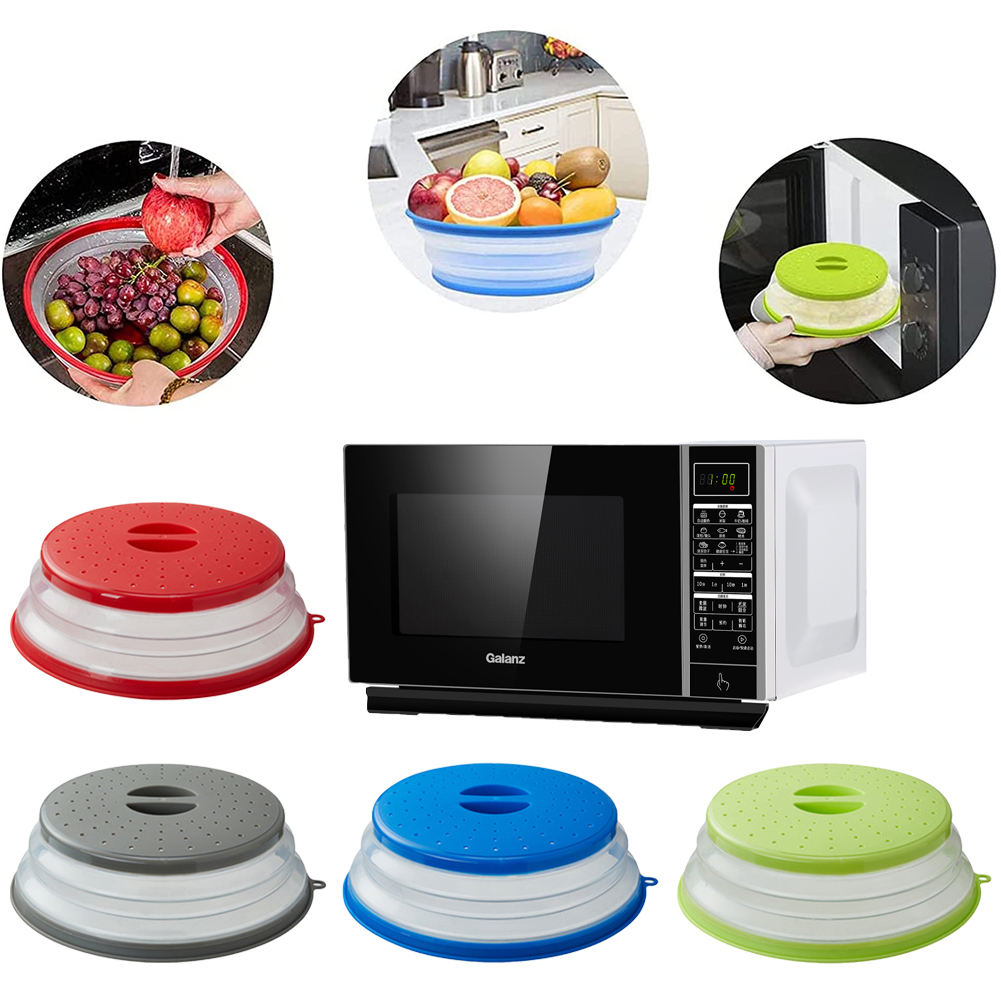 Silicone Splatter Cover with Folding Design and Steam Vents for Microwave, Oven, Refrigerator