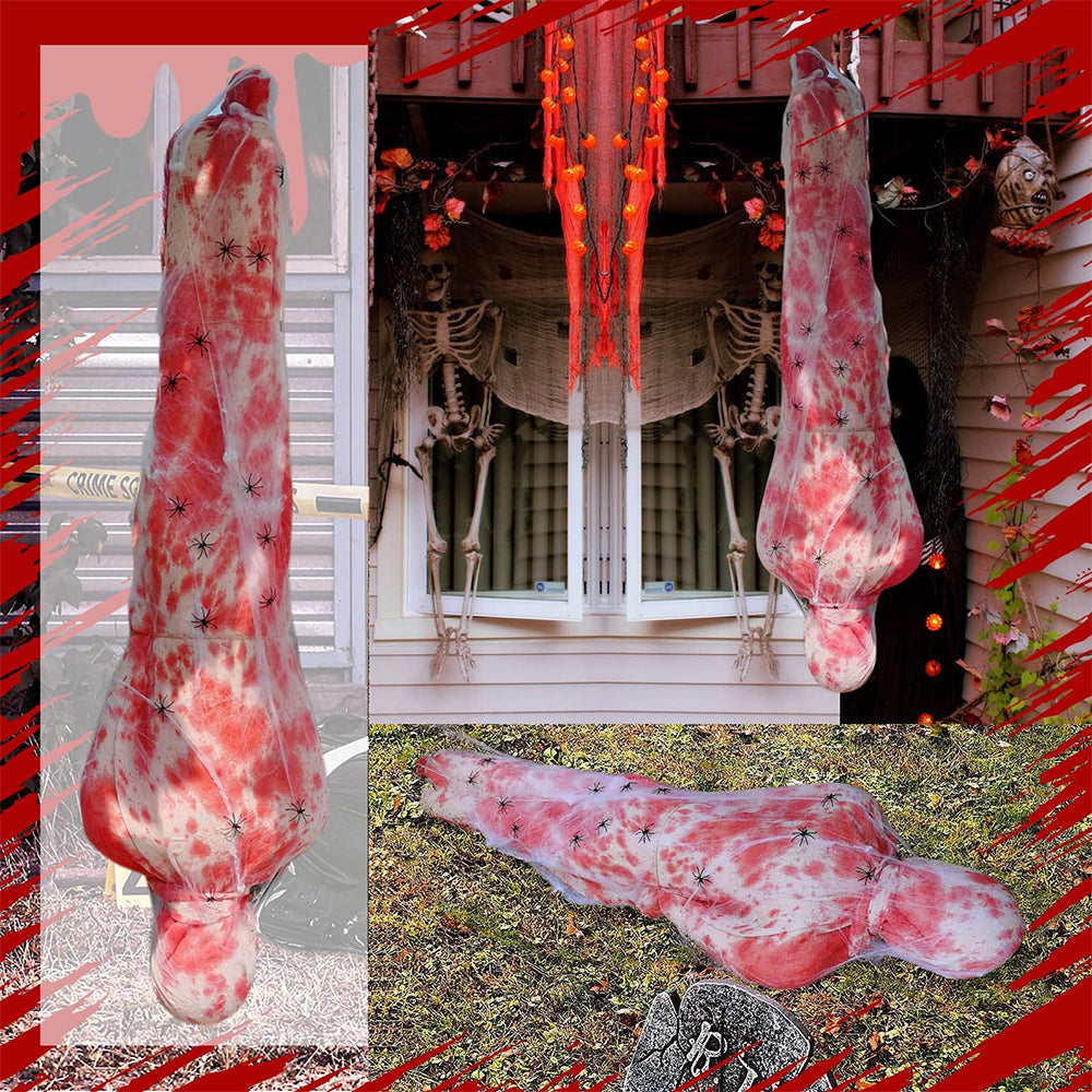 59-Inch Hanging Cocoon Corpse with Integrated Warm String Lights for Halloween