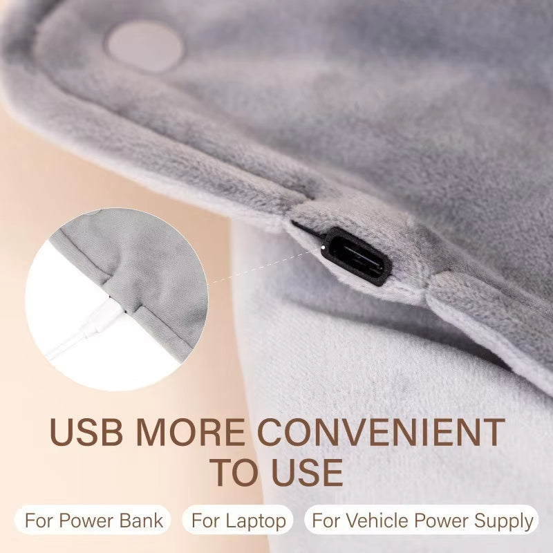 USB Heating Pad with Microplush Fabric and Machine Washable Design for Back and Neck Relief