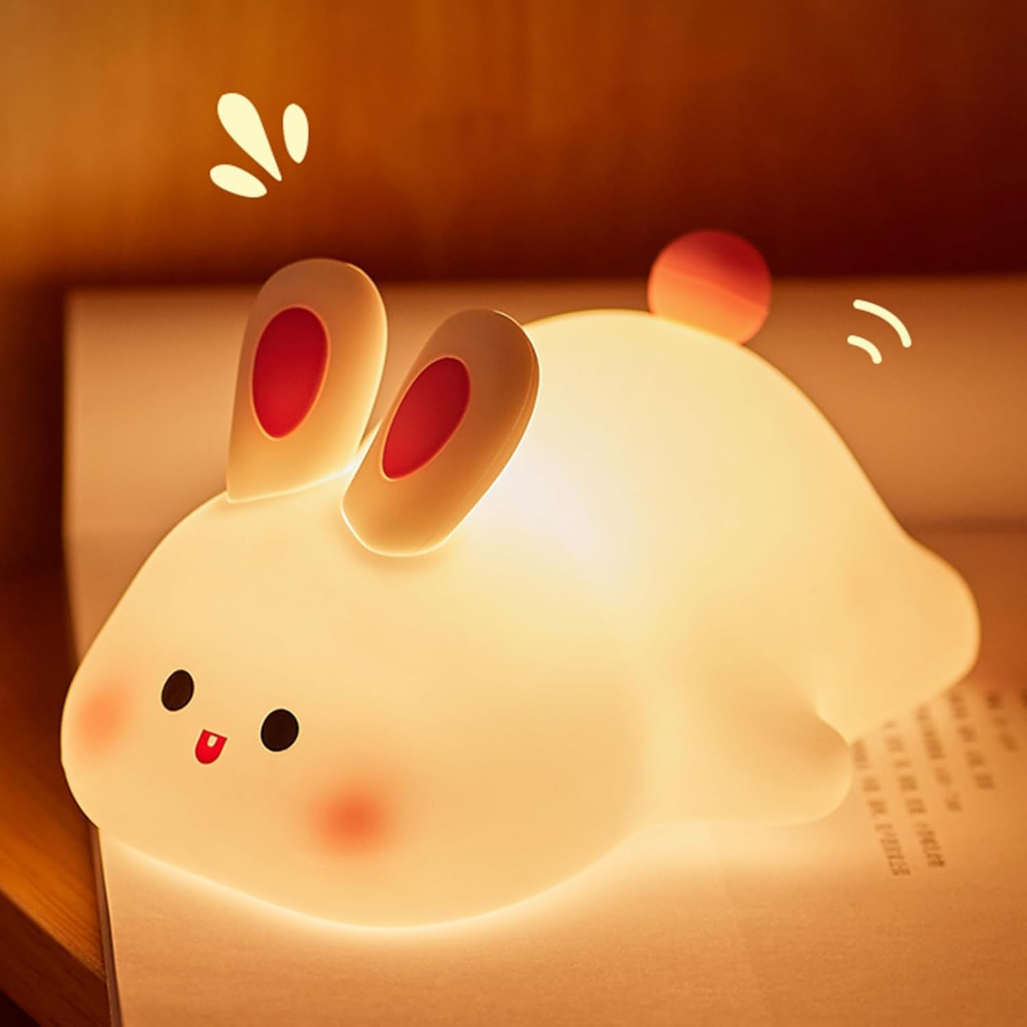 Rabbit Silicone Night Light with Touch Control and Adjustable Brightness for Kids
