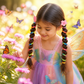 Spiral Hair Tie Set with Flower and Heart Designs for Kids