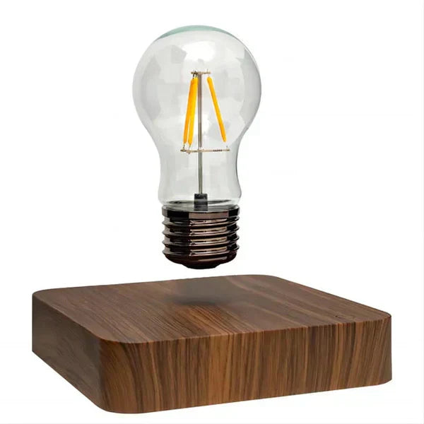 Levitating Lamp with Magnetic Floating Bulb and Walnut Wood Base, 50000 Hour Lifespan