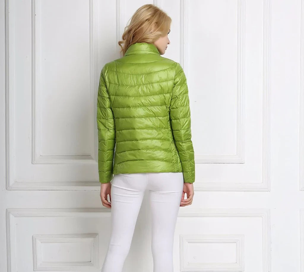 Womens Short Jacket with Front Placket Closure and Regular Fit