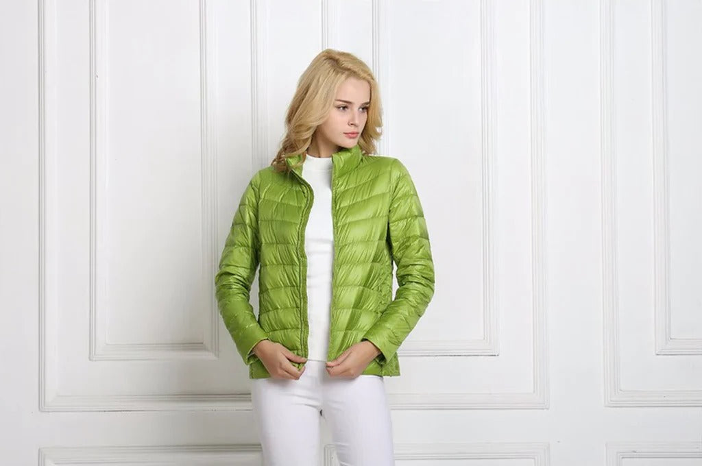 Womens Short Jacket with Front Placket Closure and Regular Fit
