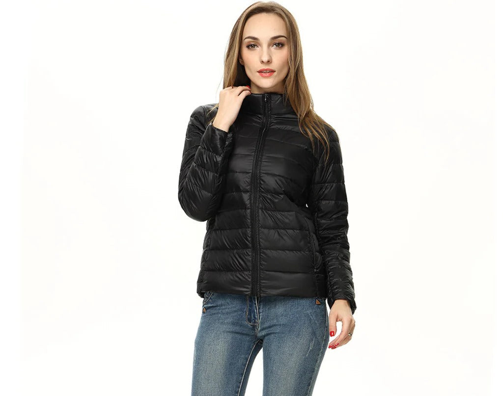 Womens Short Jacket with Front Placket Closure and Regular Fit