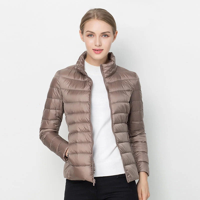 Womens Short Jacket with Front Placket Closure and Regular Fit