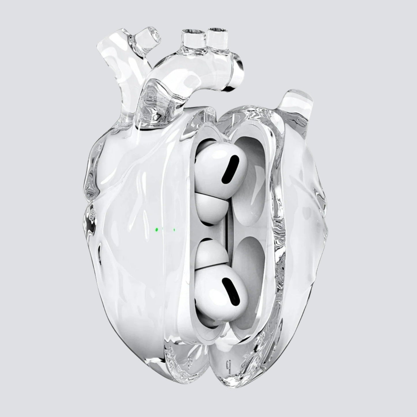 Protective Wireless Earphone Case with Anatomical Heart and Headphones Graphic Print