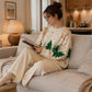 Women Snowflake Knit Sweater with Crew Neck and Color Block Pattern, Polyester Cotton Blend