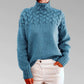 Turtleneck Sweater with Chunky Knit and Extended Hip Length