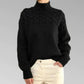 Turtleneck Sweater with Chunky Knit and Extended Hip Length