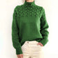 Turtleneck Sweater with Chunky Knit and Extended Hip Length