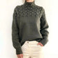 Turtleneck Sweater with Chunky Knit and Extended Hip Length