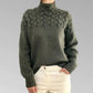 Turtleneck Sweater with Chunky Knit and Extended Hip Length