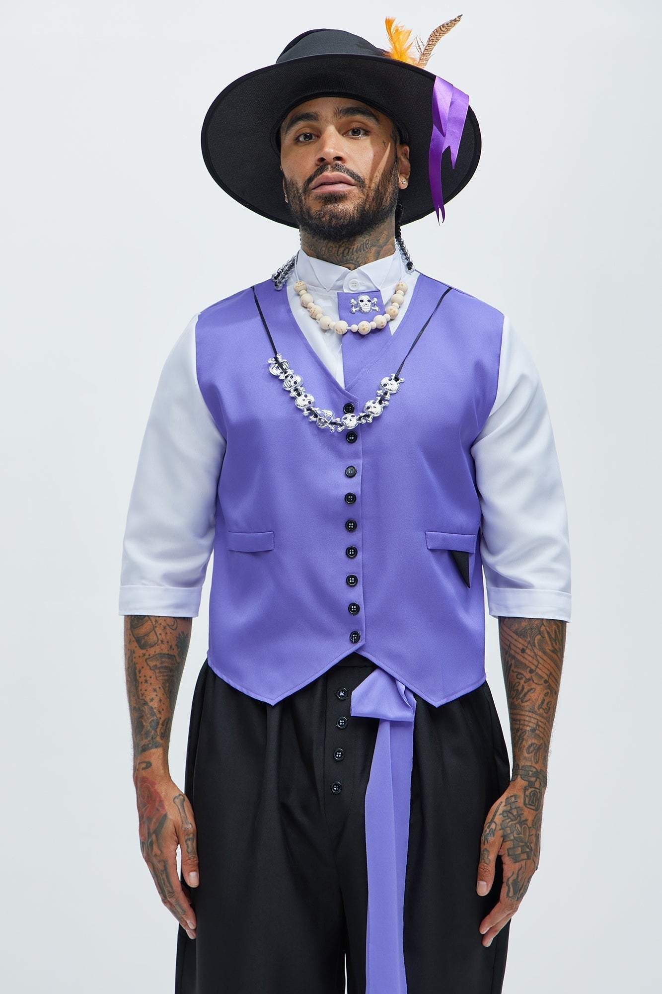 Mens Ceremonial Costume in Purple with Velvet Coat and Top Hat