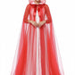 Hooded Witch Cloak with Sheer Mesh Fabric for Halloween and Cosplay