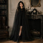 Hooded Witch Cloak with Sheer Mesh Fabric for Halloween and Cosplay
