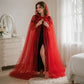 Hooded Witch Cloak with Sheer Mesh Fabric for Halloween and Cosplay