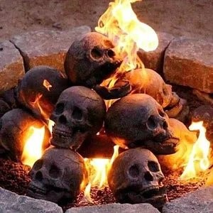 Ceramic Fire Pit Skull Logs with Heat Resistant Design for Halloween Bonfires