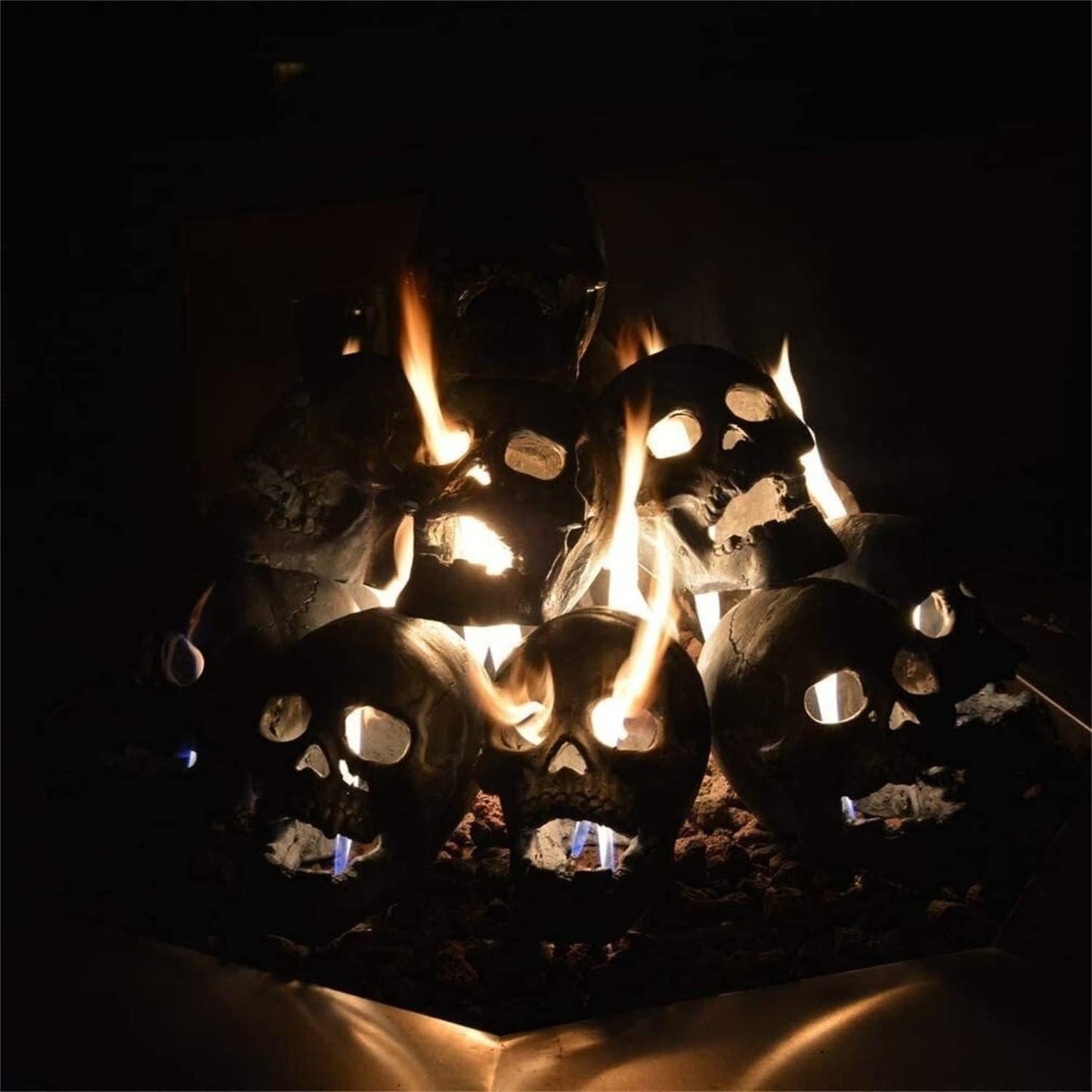 Ceramic Fire Pit Skull Logs with Heat Resistant Design for Halloween Bonfires