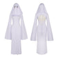 Ghost Bride Cosplay Costume with Sleeveless Ruched Mini Dress and Face Mask