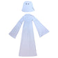 Ghost Bride Cosplay Costume with Sleeveless Ruched Mini Dress and Face Mask