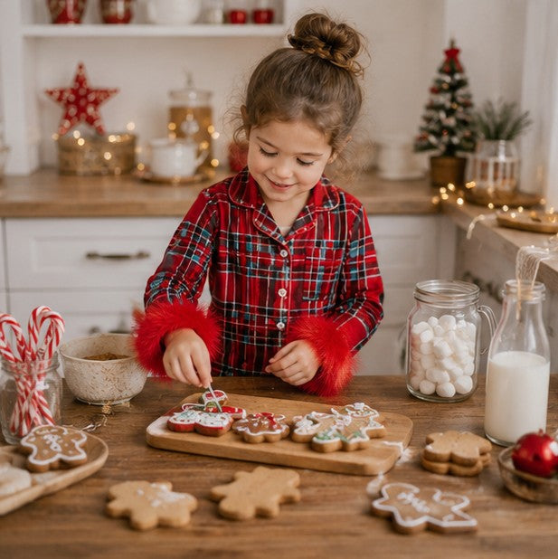 Toddler Christmas Pajama Set with Fur Trim and Seasonal Graphics