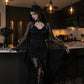 Women Gothic Lace Crop Top with Flared Bell Sleeves and Lace Up Front