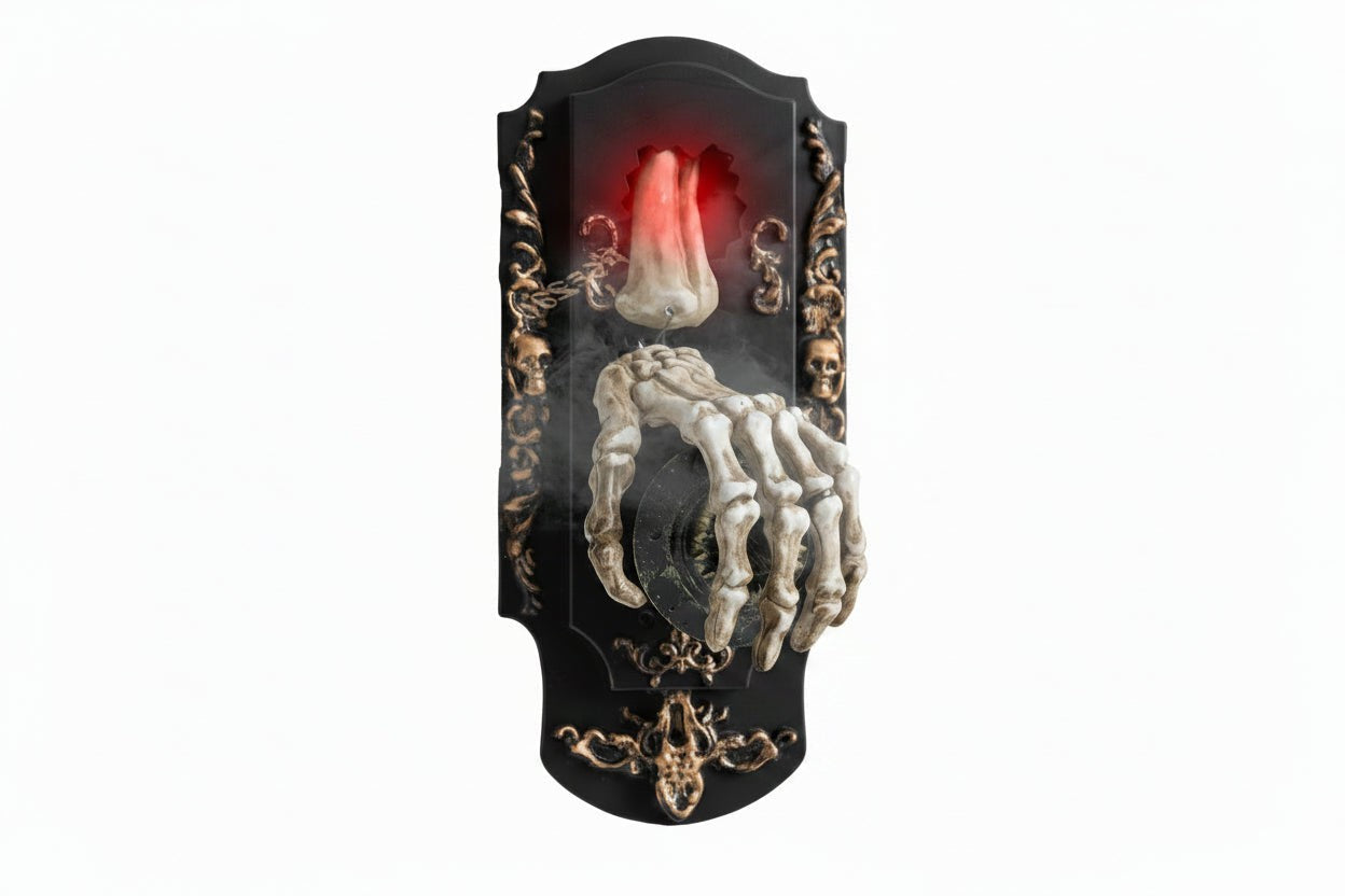 Motion Activated Halloween Doorbell with Glowing Moving Eyeball and Mist Spray