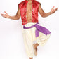 Mens Three Piece Royal Costume Set with Red Velvet Jacket and Decorative Trim