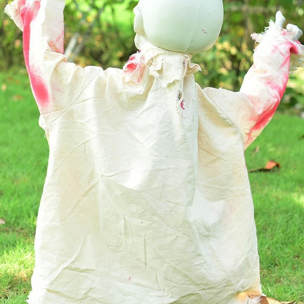 Hanging Halloween Tree Ghost Prop with Glowing Red Eyes and Motion Activation
