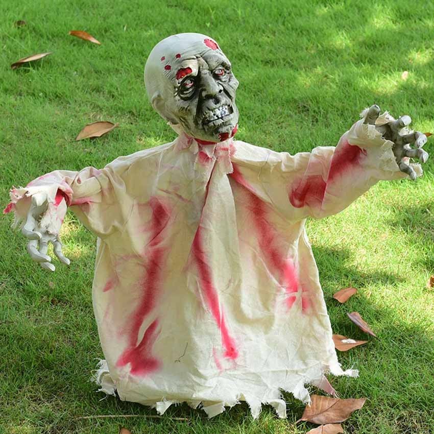Hanging Halloween Tree Ghost Prop with Glowing Red Eyes and Motion Activation
