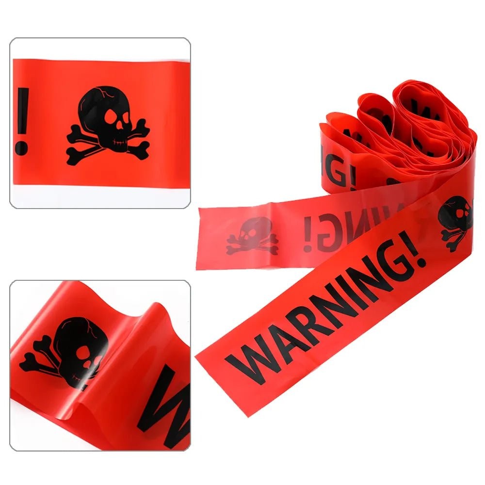 Spooky Halloween Caution Tape Set with Printed Warning Signs for Haunted House Parties