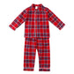 Kids Pajama Set with Plaid Pants and Elastic Waistband