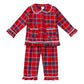 Kids Pajama Set with Plaid Pants and Elastic Waistband