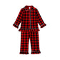 Kids Pajama Set with Plaid Pants and Elastic Waistband