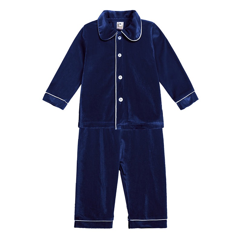 Kids Pajama Set with Plaid Pants and Elastic Waistband