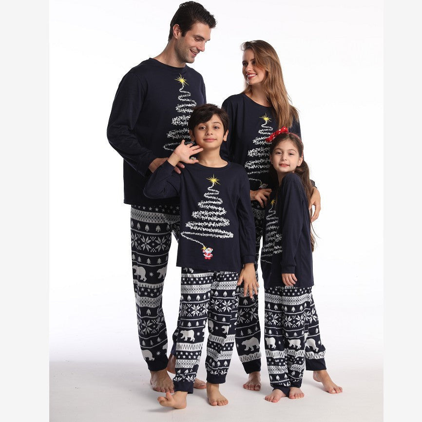 Family Matching Christmas Pajamas with Reindeer and Snowflake Print, Red or Blue