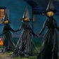 Inflatable Halloween Witch Trio with Built in LED Lights and Ground Stakes