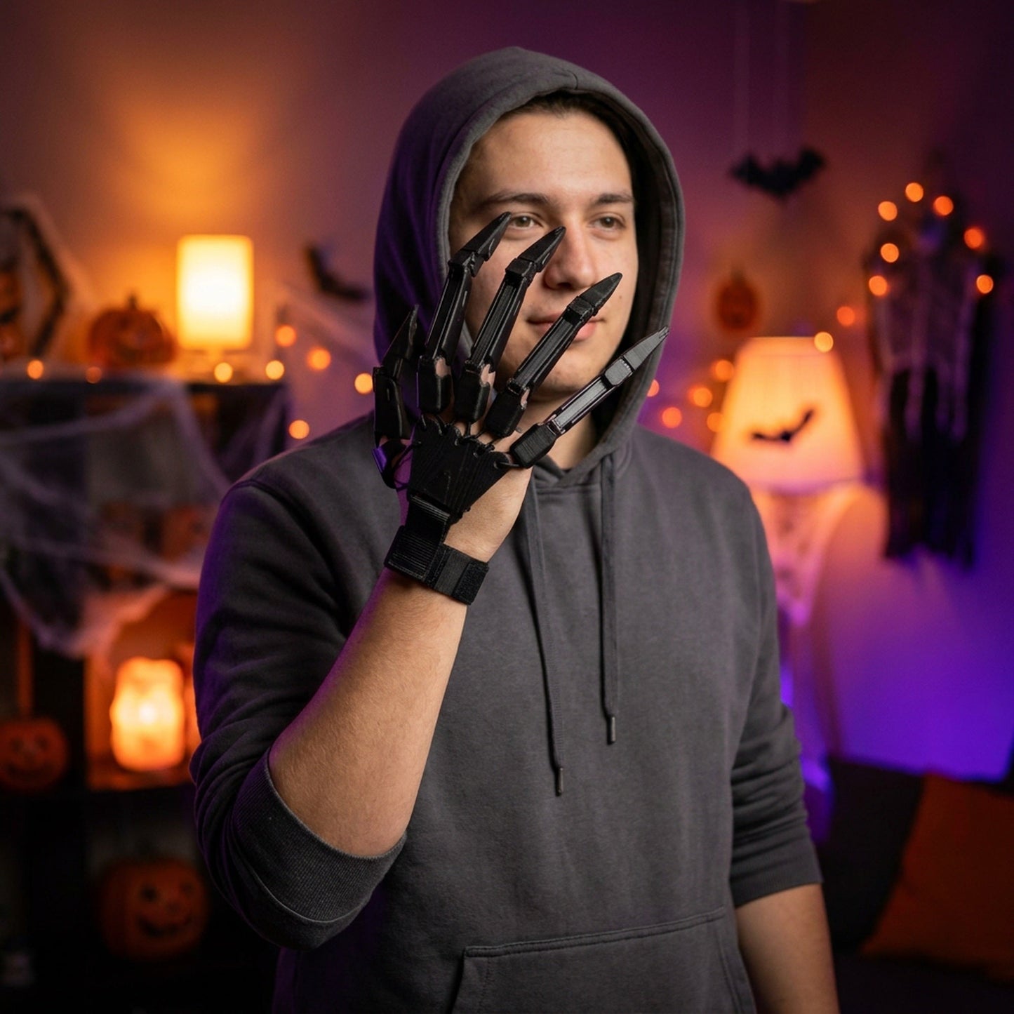 Articulated Skeleton Finger Extensions with Flexible Moving Joints for Halloween Cosplay
