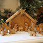 Wooden Nativity Manger Scene with 14 Figures and Stable Display