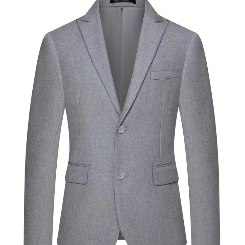 A tailored slim fit double-breasted 3-piece suit for men, featuring a smart, matching waistcoat.